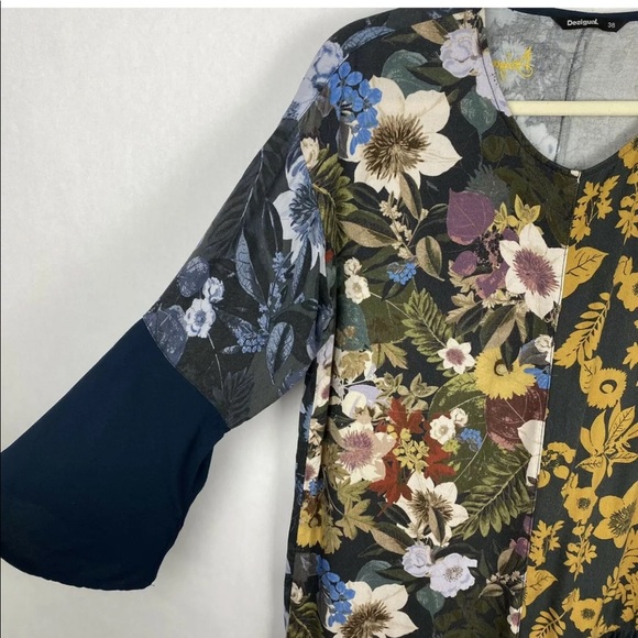 Desigual Floral Patchwork Ruffle Hem Tunic Dress - Picture 4 of 7